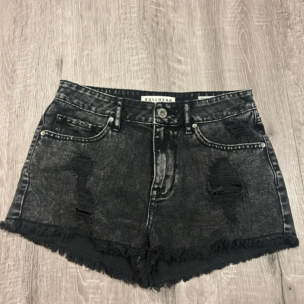 Bullhead Black Jean Shorts Distressed High-Waisted